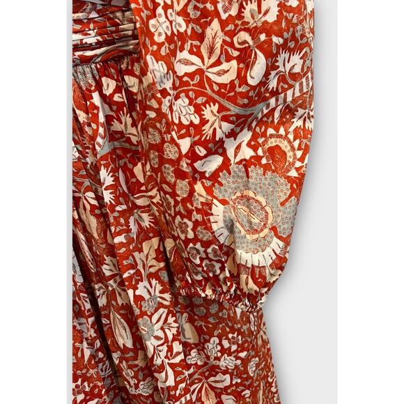 ULLA JOHNSON Alessa Floral Balloon Sleeve Cotton Midi Dress Size 0 - Picture 11 of 15